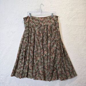 Madison Studio Abstract Lined Pleated Midi Skirt - Sz L Brown Red